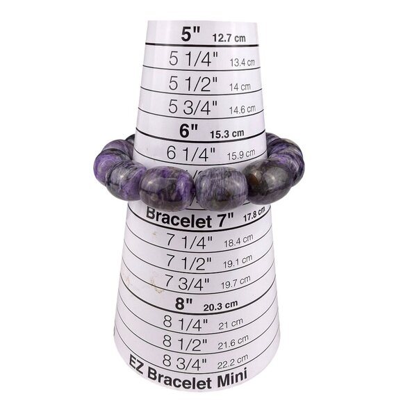 Charoite Purple Natural Stone Womens Bracelet Strung Polished Smooth Beads - Picture 3 of 3